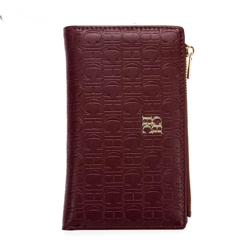 Exquisite Leather Zipper Engraved Short Women's Wallet 2025 New Coin Solid Color Wallet High Quality Fashion Luxury Wallet Suitcase