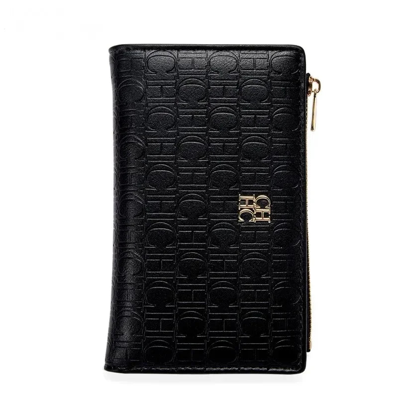 Exquisite Leather Zipper Engraved Short Women's Wallet 2025 New Coin Solid Color Wallet High Quality Fashion Luxury Wallet Suitcase