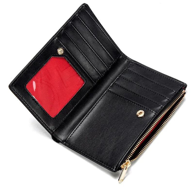 Exquisite Leather Zipper Engraved Short Women's Wallet 2025 New Coin Solid Color Wallet High Quality Fashion Luxury Wallet Suitcase