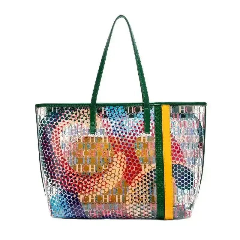 Exquisite Large Capacity Daily Casual High-quality Women's Handbag with High Sense of Women's Temperament Colorful Double-layer Shoulder Bag