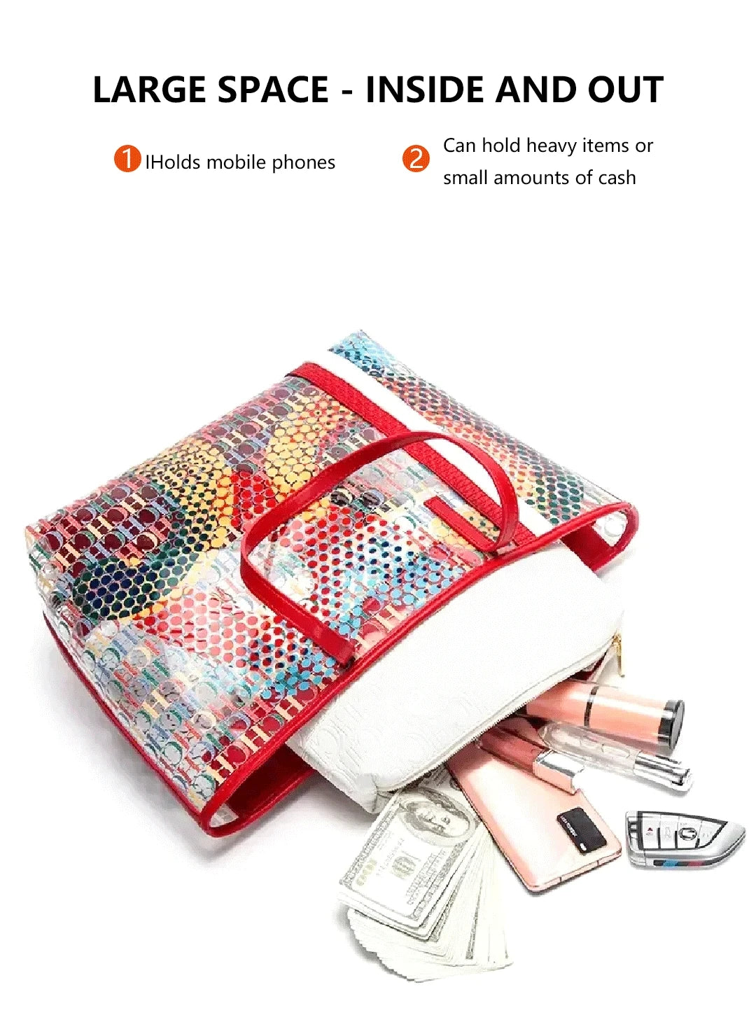Exquisite Large Capacity Daily Casual High-quality Women's Handbag with High Sense of Women's Temperament Colorful Double-layer Shoulder Bag