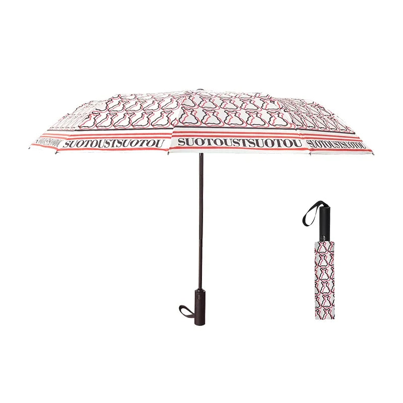 Exquisite and High-quality Windproof Automatic Commuting Folding Umbrella with Cute Printing and Creative Letter Design Straight Handle Multifunctional Umbrella