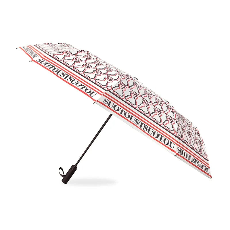 Exquisite and High-quality Windproof Automatic Commuting Folding Umbrella with Cute Printing and Creative Letter Design Straight Handle Multifunctional Umbrella