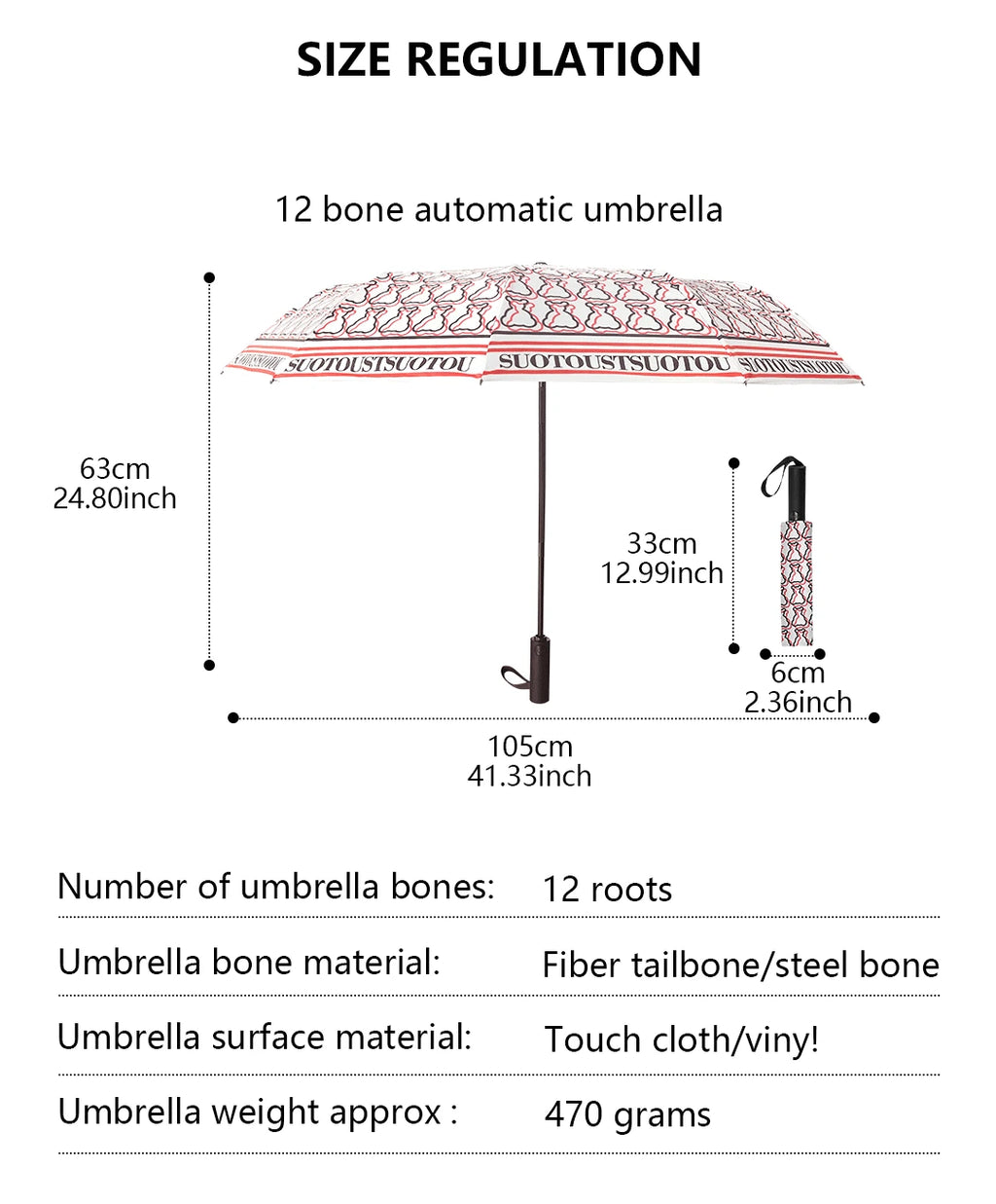 Exquisite and High-quality Windproof Automatic Commuting Folding Umbrella with Cute Printing and Creative Letter Design Straight Handle Multifunctional Umbrella