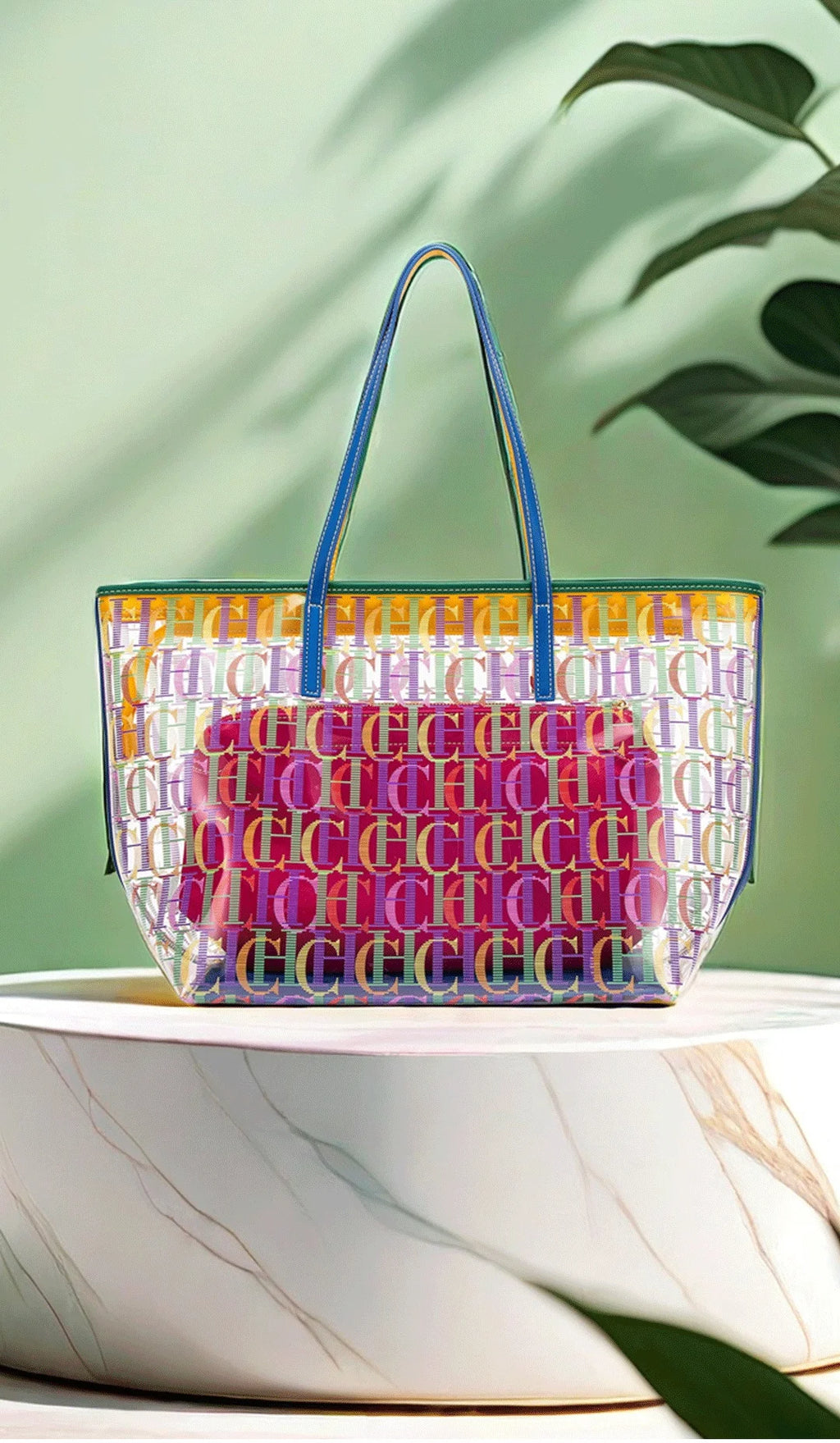 Exquisite New Summer Transparent Large Capacity Classic Brand Letter Pattern Women's Handbag Minimalist Style Women's Commuting Handbag