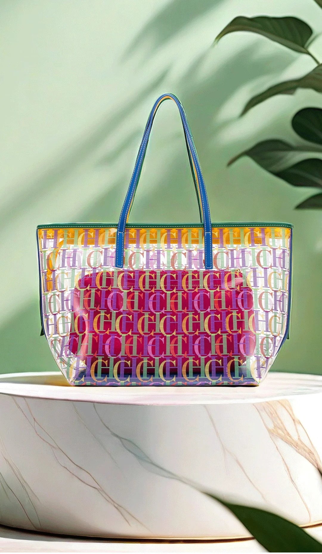Exquisite New Summer Transparent Large Capacity Classic Brand Letter Pattern Women's Handbag Minimalist Style Women's Commuting Handbag