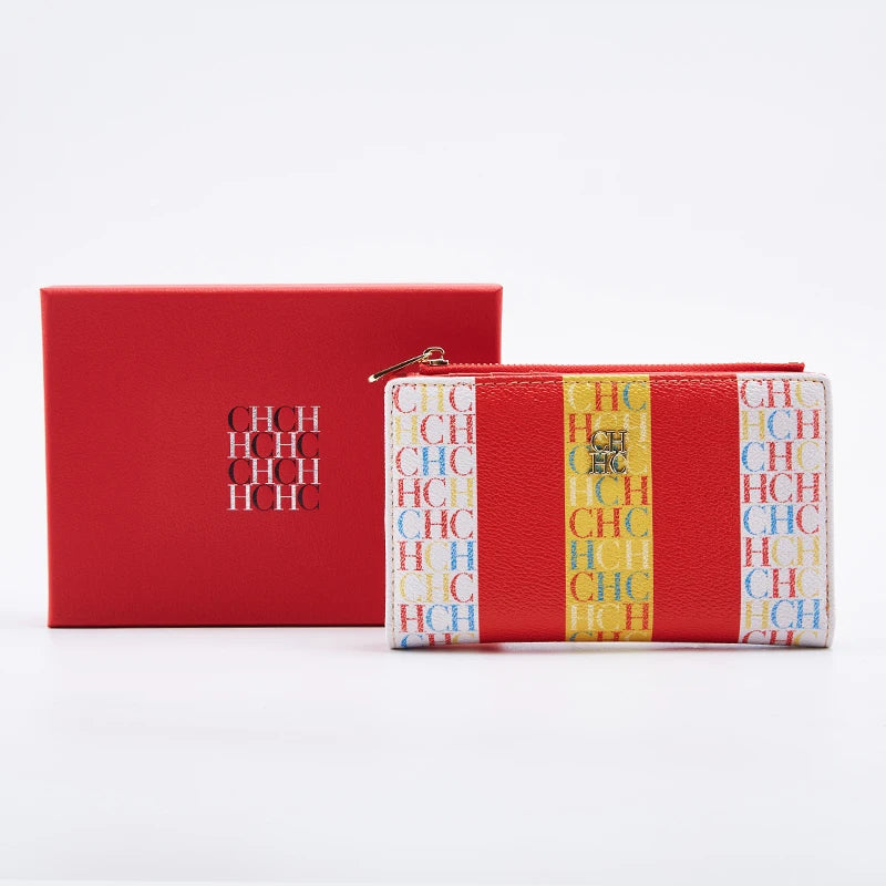 CHCH-Women's Cartoon Printing Long Wallet Retro Classic Wallet PVC Material Fashion Simple Large Capacity Bags