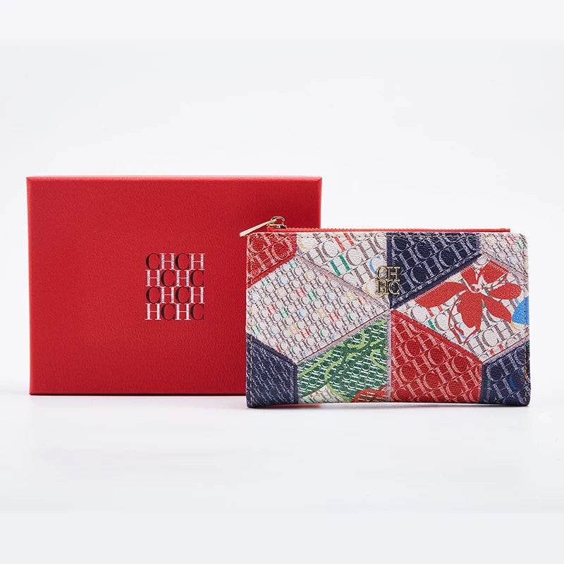 CHCH-Women's Cartoon Printing Long Wallet Retro Classic Wallet PVC Material Fashion Simple Large Capacity Bags