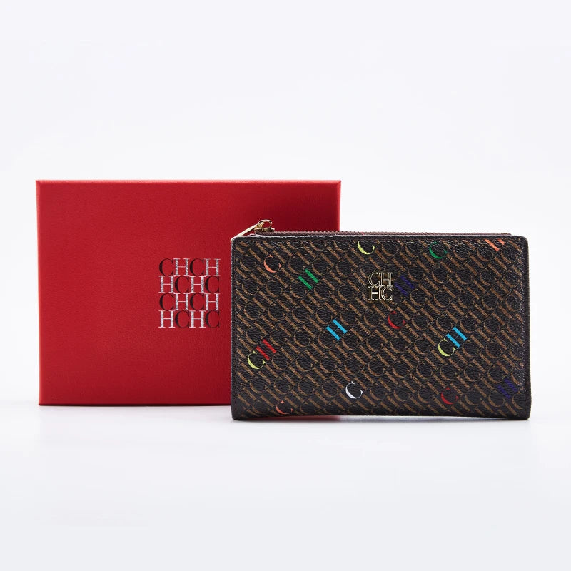 CHCH-Women's Cartoon Printing Long Wallet Retro Classic Wallet PVC Material Fashion Simple Large Capacity Bags