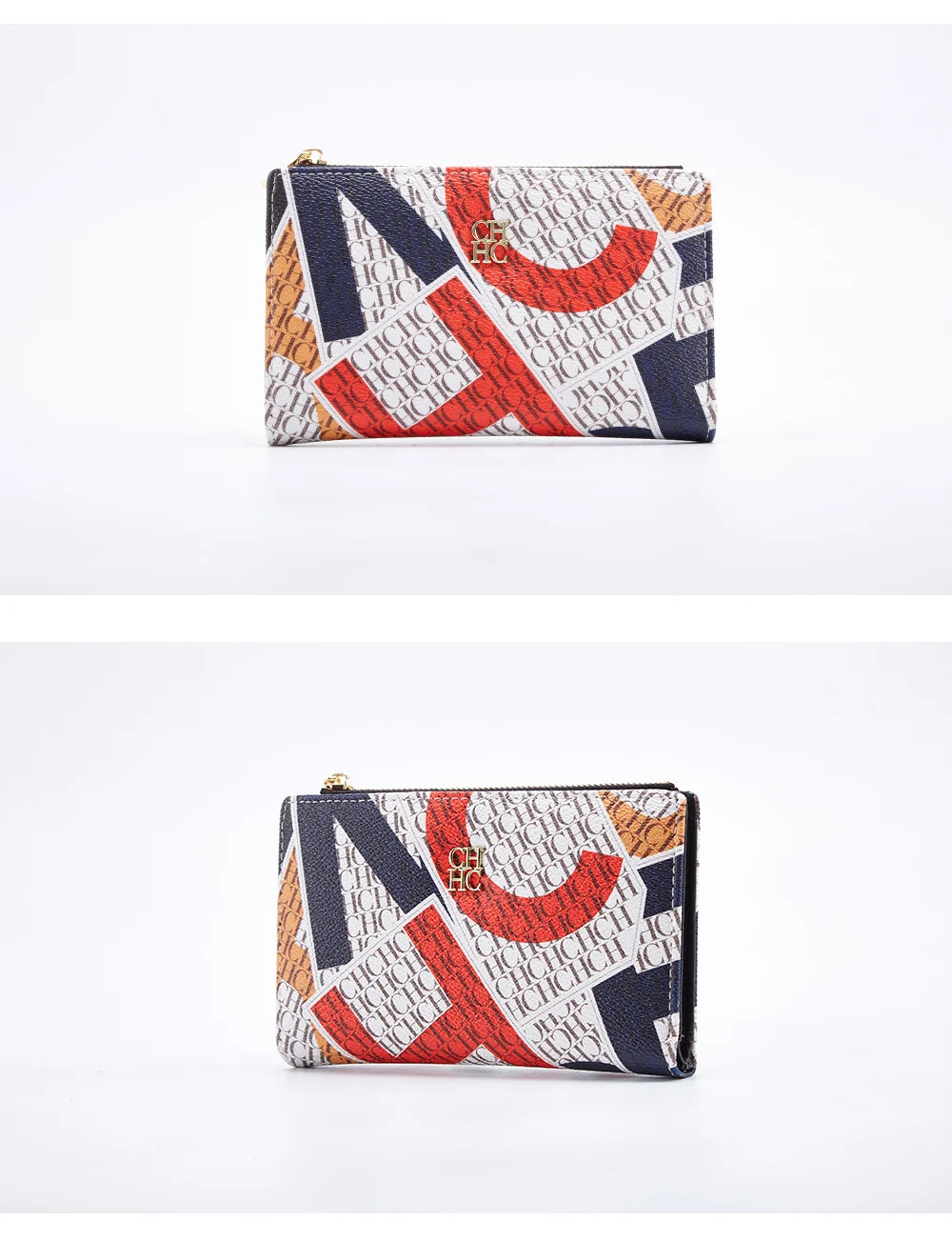 CHCH-Women's Cartoon Printing Long Wallet Retro Classic Wallet PVC Material Fashion Simple Large Capacity Bags