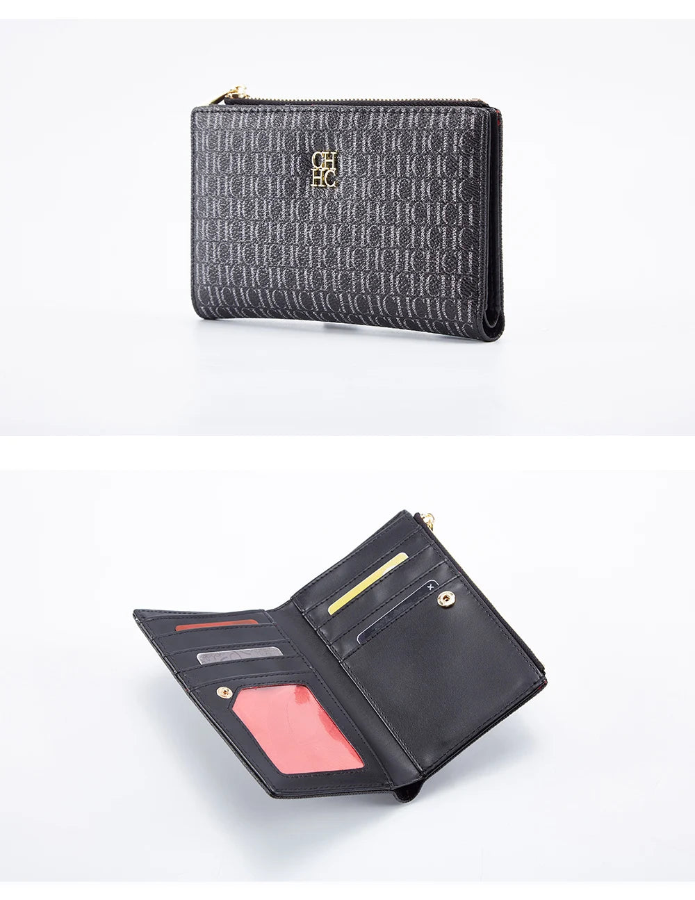 CHCH-Women's Cartoon Printing Long Wallet Retro Classic Wallet PVC Material Fashion Simple Large Capacity Bags