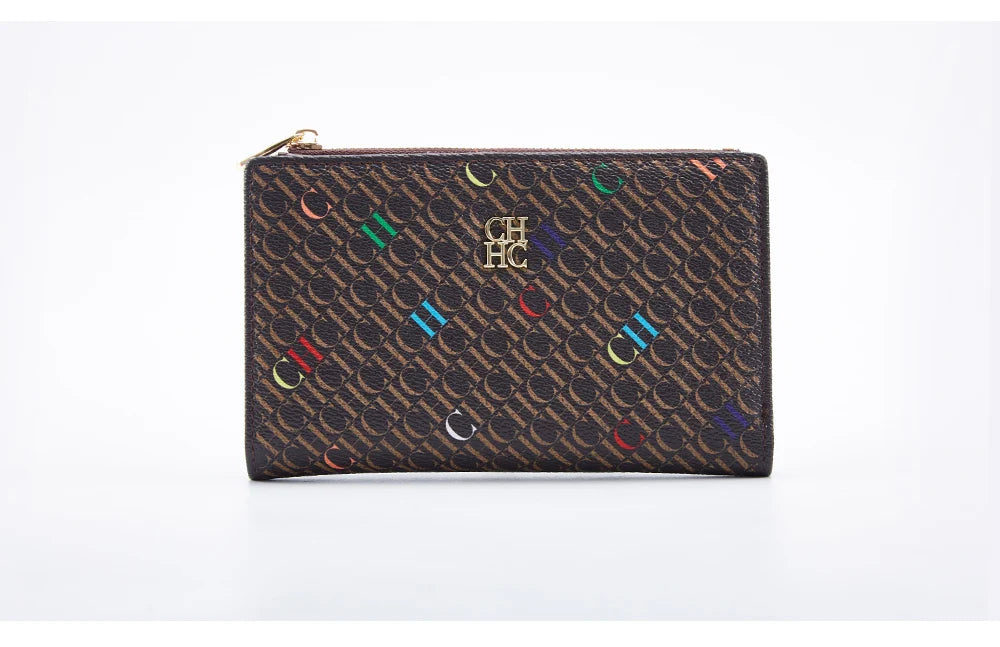 CHCH-Women's Cartoon Printing Long Wallet Retro Classic Wallet PVC Material Fashion Simple Large Capacity Bags