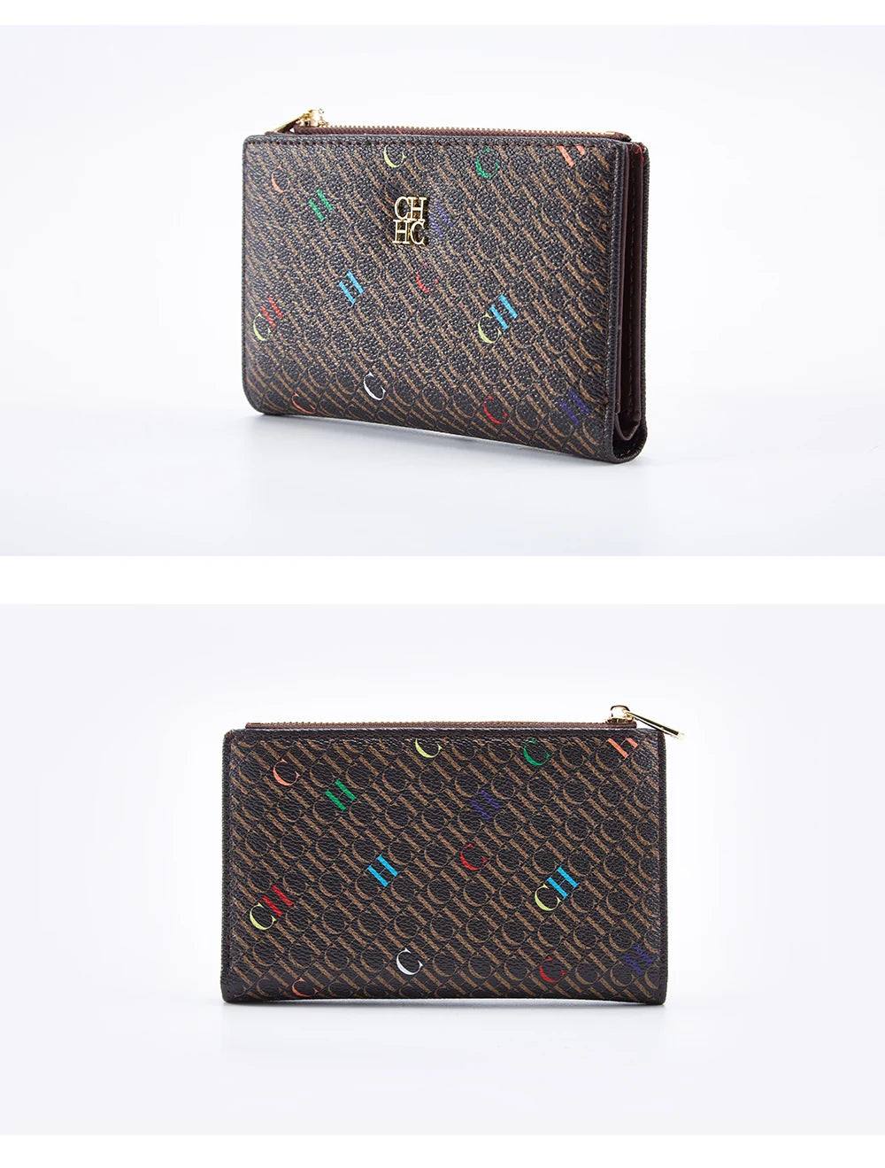 CHCH-Women's Cartoon Printing Long Wallet Retro Classic Wallet PVC Material Fashion Simple Large Capacity Bags