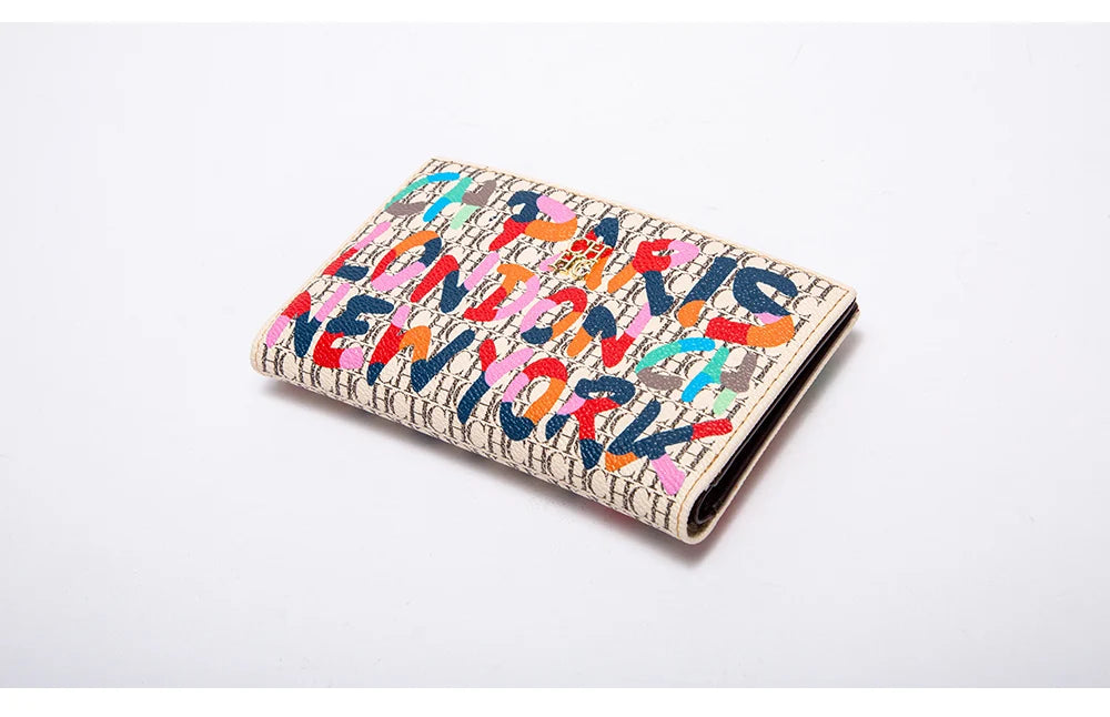 CHCH-Women's Cartoon Printing Long Wallet Retro Classic Wallet PVC Material Fashion Simple Large Capacity Bags