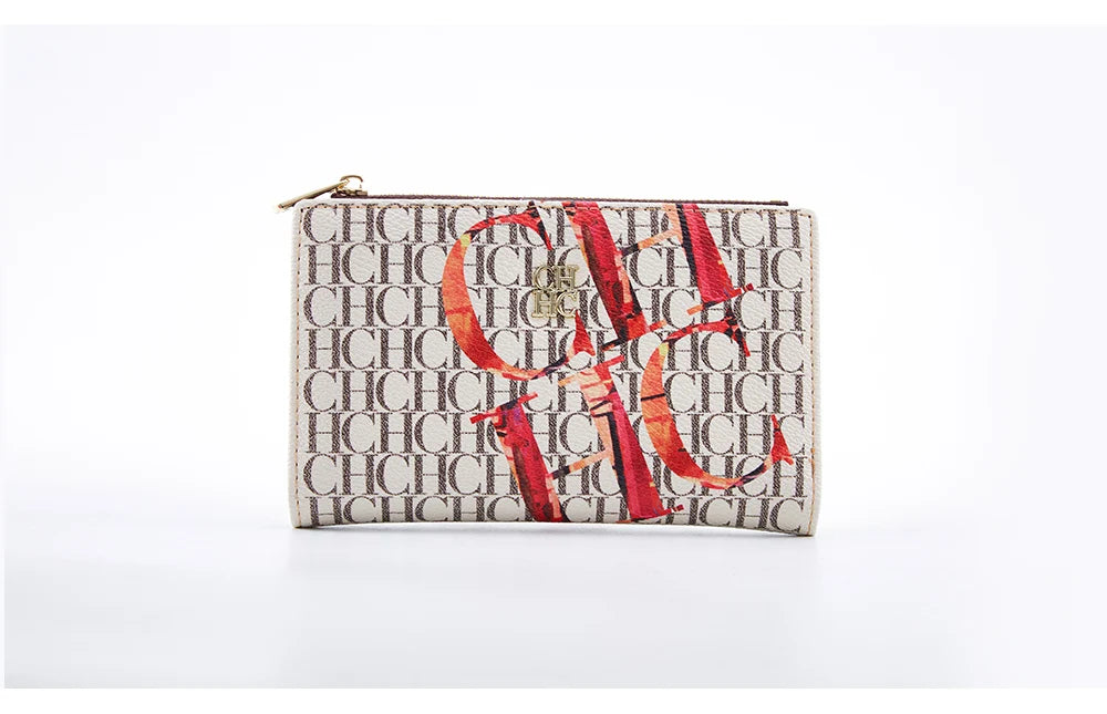 CHCH-Women's Cartoon Printing Long Wallet Retro Classic Wallet PVC Material Fashion Simple Large Capacity Bags