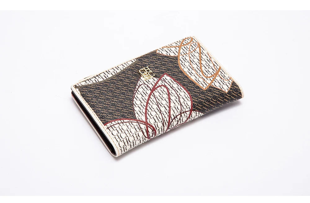 CHCH-Women's Cartoon Printing Long Wallet Retro Classic Wallet PVC Material Fashion Simple Large Capacity Bags