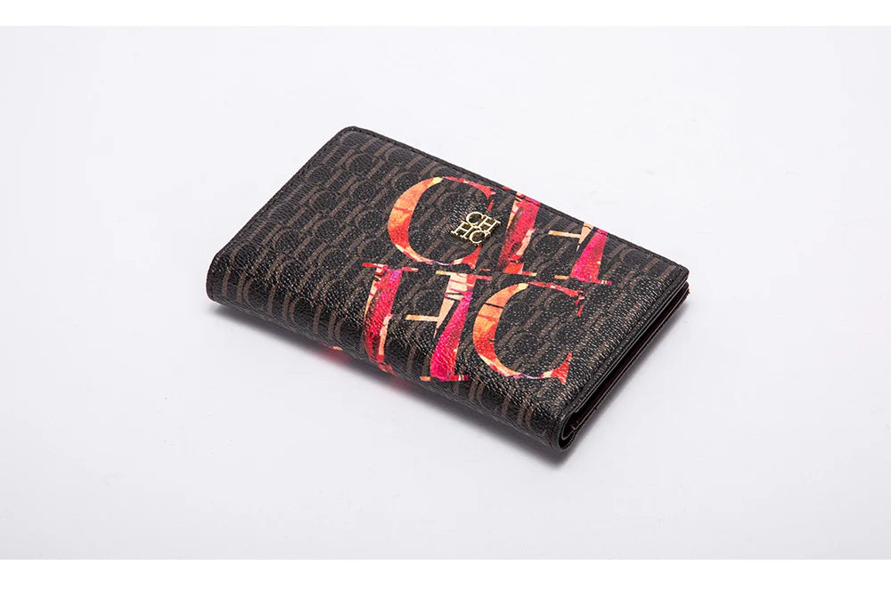 CHCH-Women's Cartoon Printing Long Wallet Retro Classic Wallet PVC Material Fashion Simple Large Capacity Bags