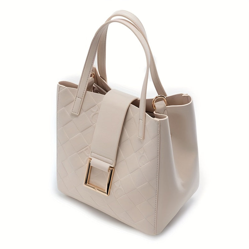 Bolso cruzado acolchado para mujer, estilo elegante, gran capacidad, correa de hombro desmontable, bolso de mano versátil en blanco, rojo, azul o marrón, ideal para uso diario, bolso casual chic | Textura acolchada | Bolso con correa desmontable