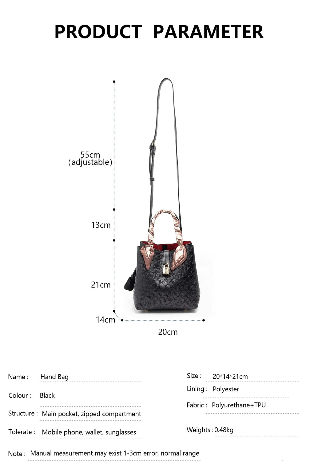 CH Fashion Brand Shoulder Bag for Women Large Capacity Casual Hard Bag with Letters Embossed PU Leather Womenswear