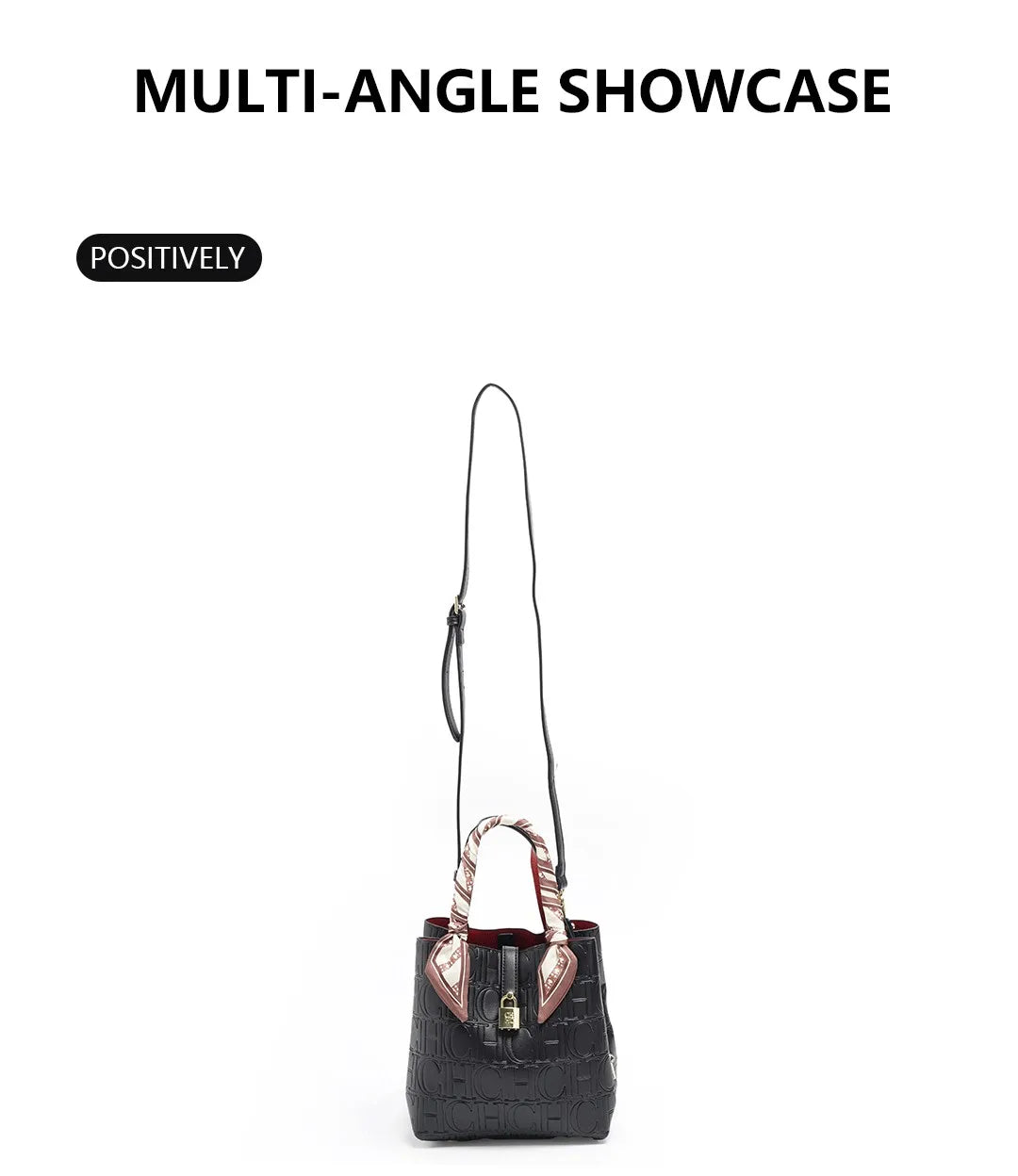 CH High Quality Fashion Ladies Shoulder Bag Senior Sense Pure Colour Letter Print Design Temperament Tote Bag Large Capacity