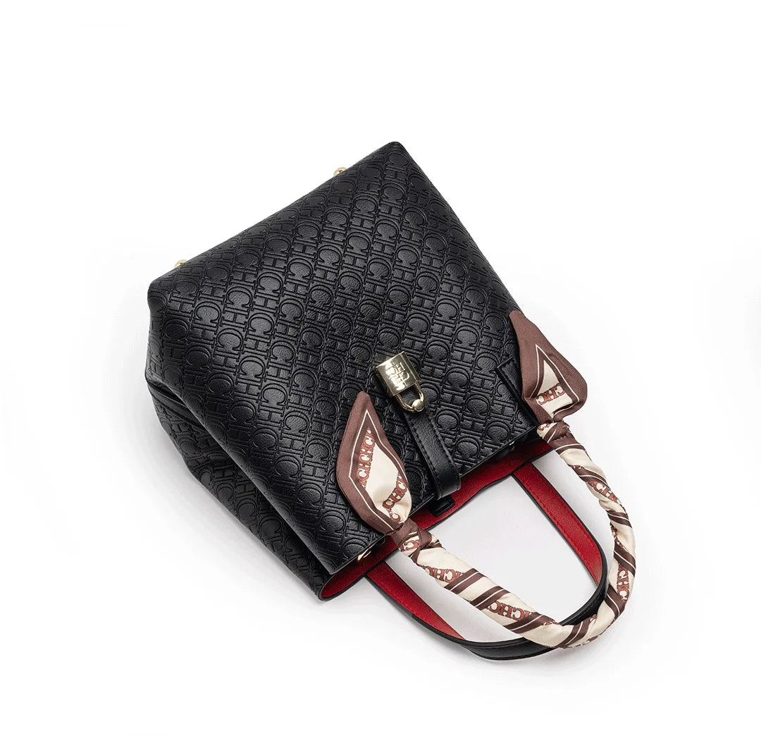 CH Fashion Brand Shoulder Bag for Women Large Capacity Casual Hard Bag with Letters Embossed PU Leather Womenswear