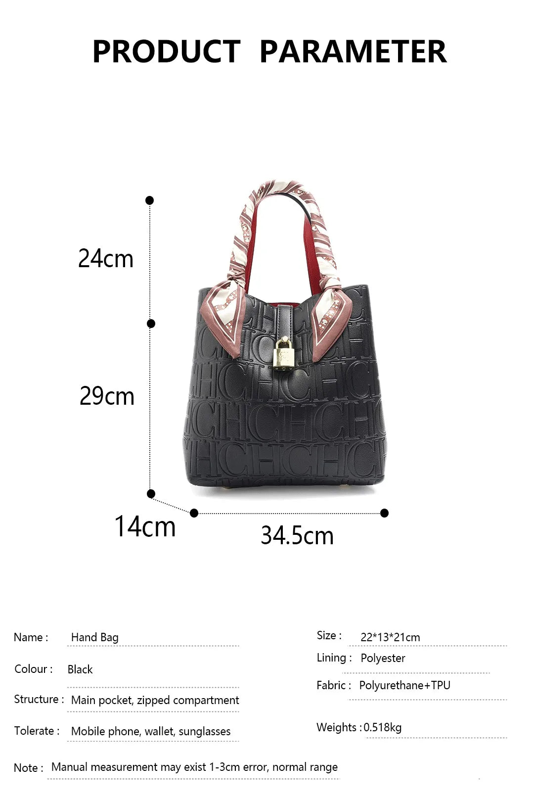 CH High Quality Fashion Ladies Shoulder Bag Senior Sense Pure Colour Letter Print Design Temperament Tote Bag Large Capacity