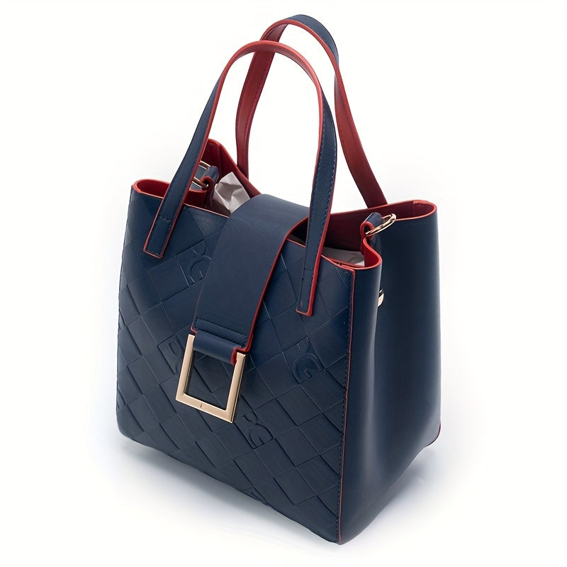 Bolso cruzado acolchado para mujer, estilo elegante, gran capacidad, correa de hombro desmontable, bolso de mano versátil en blanco, rojo, azul o marrón, ideal para uso diario, bolso casual chic | Textura acolchada | Bolso con correa desmontable